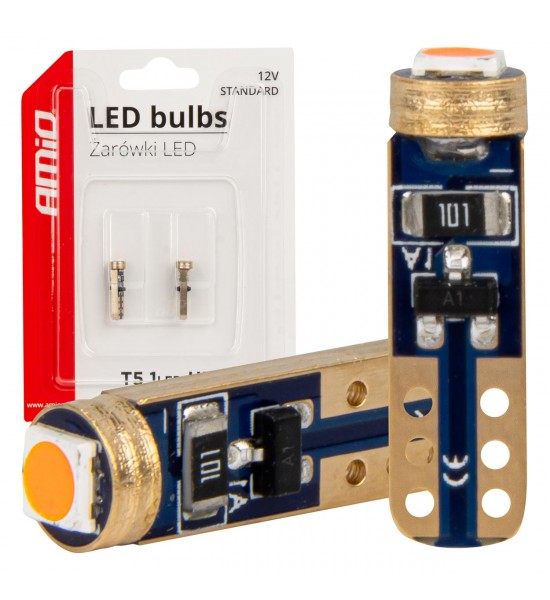 Becuri LED STANDARD Roșu W1W T5 12V 3030 1LED HP AMIO-03727