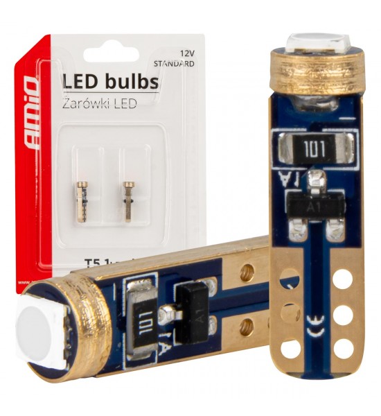 Becuri LED standard albastre T5 W1W 12V 3030 1LED HP AMIO-03728 Becuri LED standard albastre T5 W1W 12V 3030 1LED HP AMIO-03728