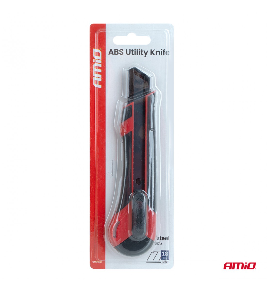 Cutter din oțel SK5 cu lamă ABS neagră 100x18x0.5mm AMIO-04812 Cutter din oțel SK5 cu lamă ABS neagră 100x18x0.5mm AMIO-04812