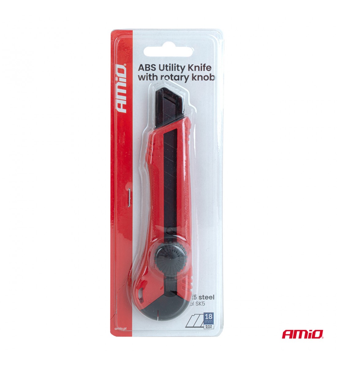 Cutter din oțel SK5 cu lamă neagră și mâner ABS 100x18x0.5mm AMIO-04813 Cutter din oțel SK5 cu lamă neagră și mâner ABS 100x18x0.5mm AMIO-04813