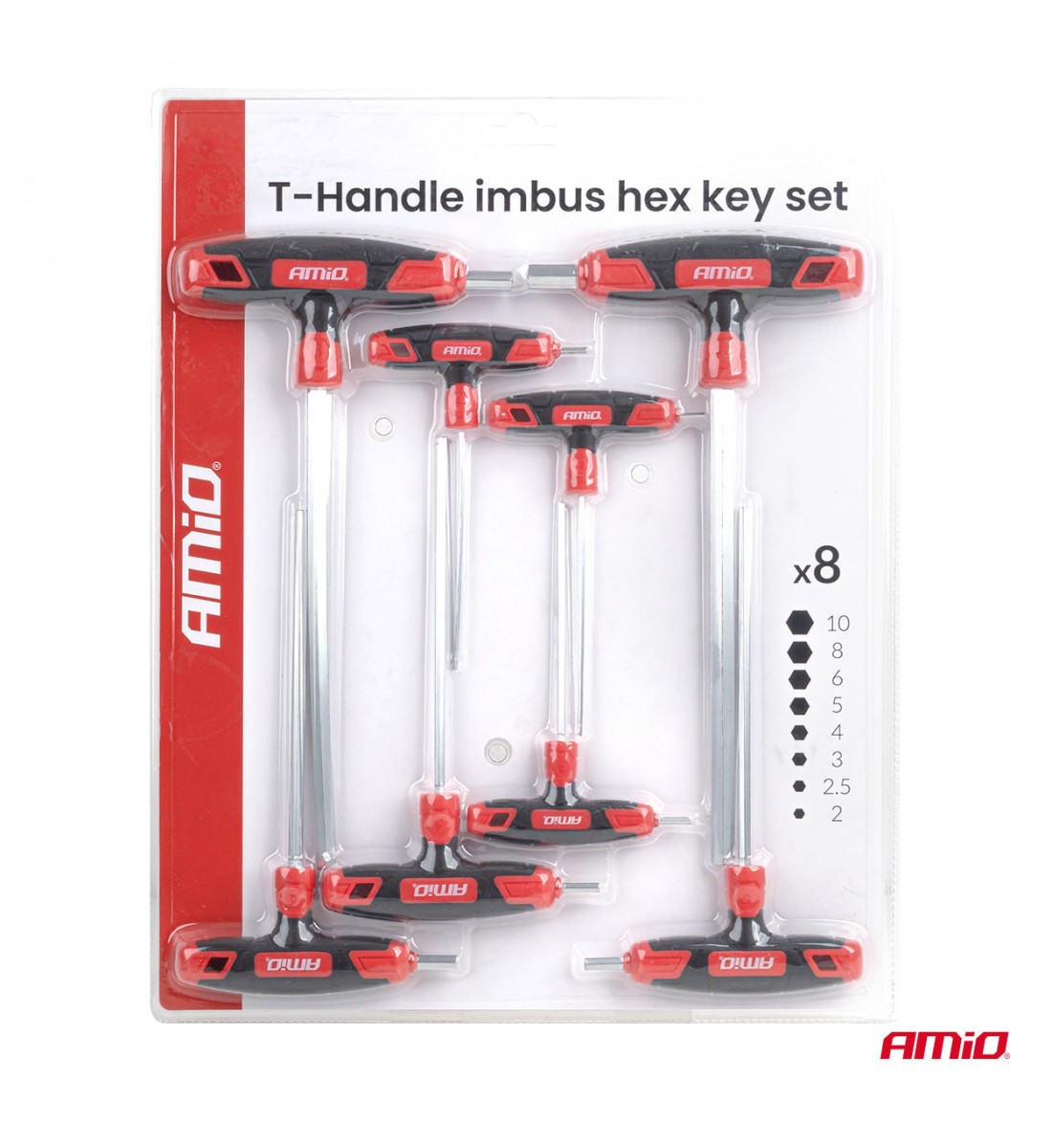 Set chei hexagonale Imbus cu mâner în T, 8 buc. AMIO-04826 Set chei hexagonale Imbus cu mâner în T, 8 buc. AMIO-04826