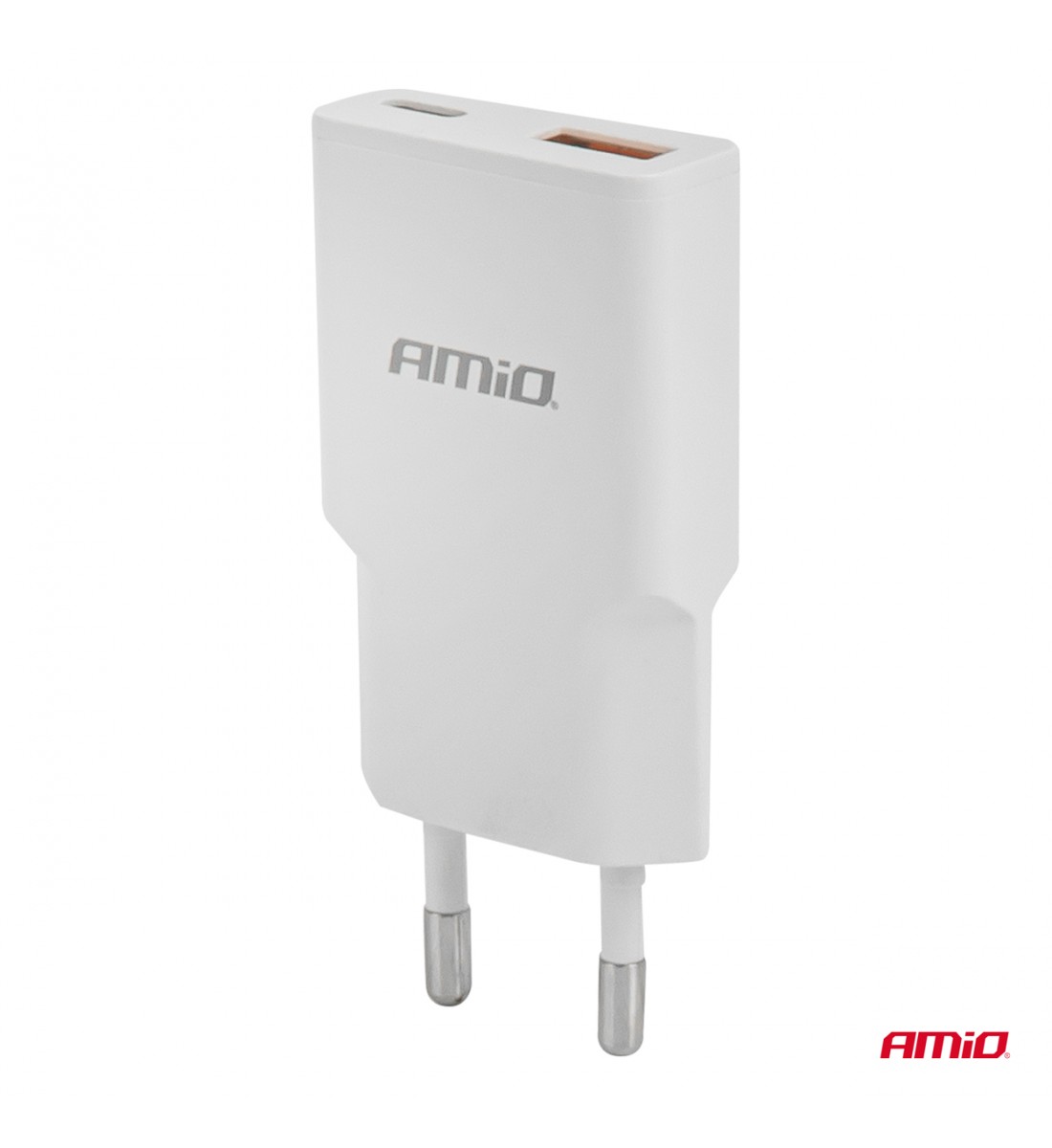 Încărcător de perete 230V 20W GaN USB-C USB-A AMIO-04838 Încărcător de perete 230V 20W GaN USB-C USB-A AMIO-04838