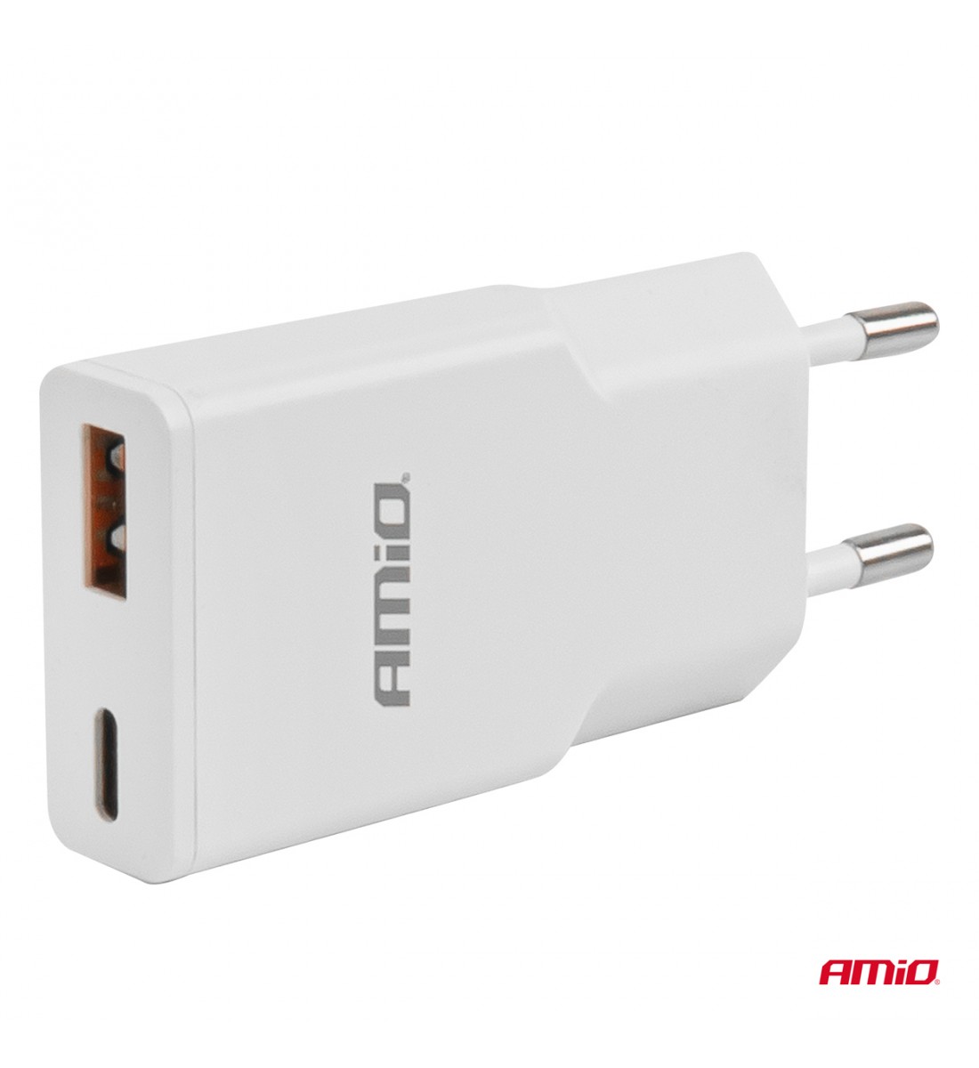 Încărcător de perete 230V 20W GaN USB-C USB-A AMIO-04838 Încărcător de perete 230V 20W GaN USB-C USB-A AMIO-04838