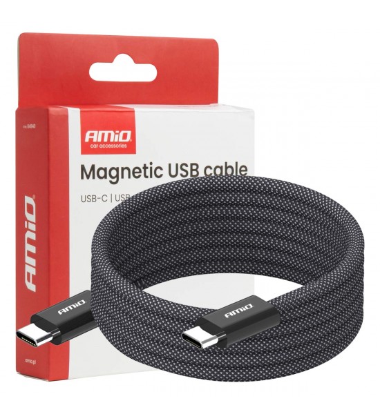Cablu USB magnetic USB-C – USB-C 60W 100cm AMIO-04840