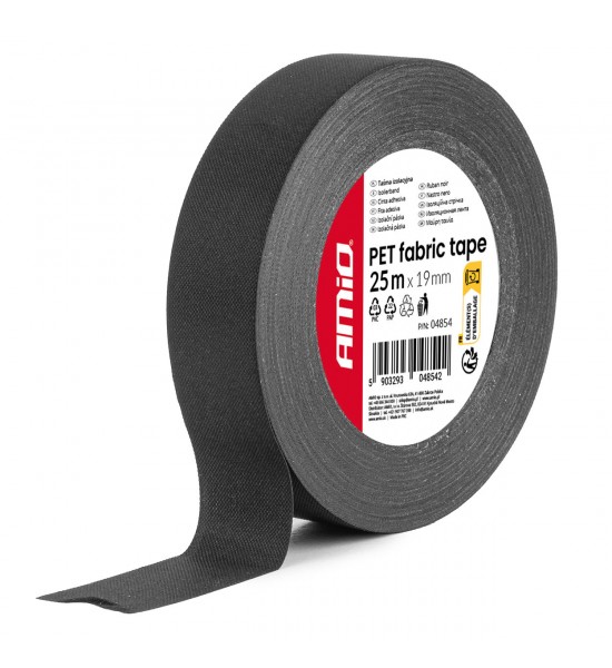 Bandă izolatoare din material textil PET, netedă, 25m x 19mm x 0.14mm AMIO-04854 Bandă izolatoare din material textil PET, netedă, 25m x 19mm x 0.14mm AMIO-04854