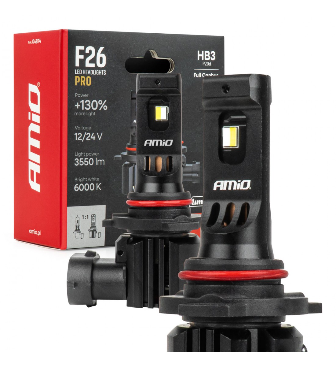 Becuri auto LED F26 PRO LumiTec LIMITED +130% DUO FULL CANBUS HB3 12V 24V AMIO-04874