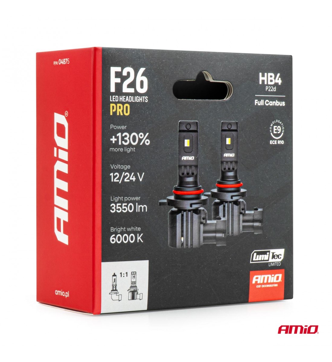 Becuri auto LED F26 PRO LumiTec LIMITED +130% DUO FULL CANBUS HB4 12V 24V AMIO-04875
