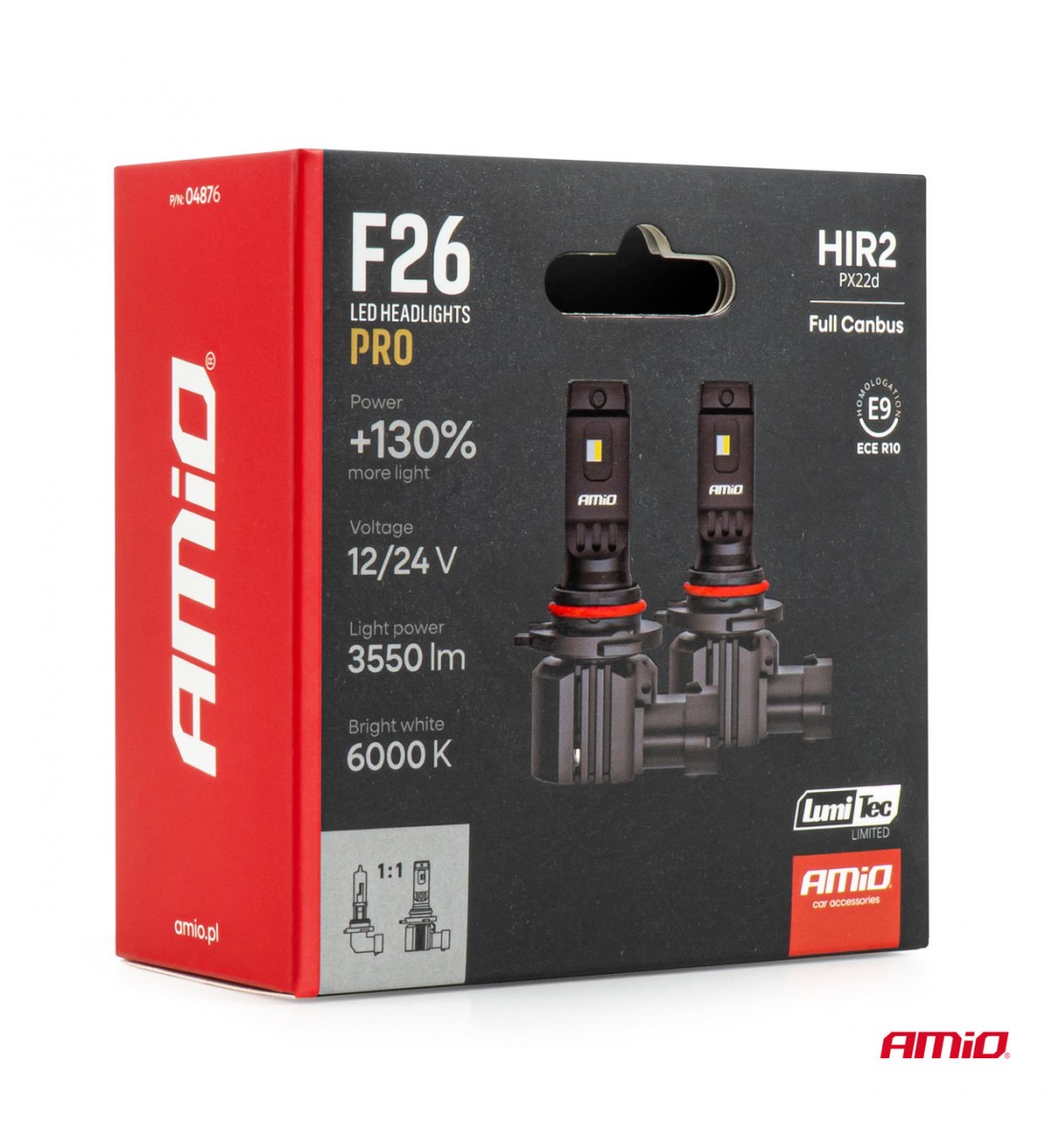 Becuri auto LED F26 PRO LumiTec LIMITED +130% DUO FULL CANBUS HIR2 12V 24V AMIO-04876