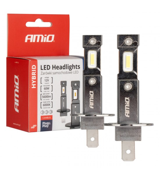 Set 2 Becuri LED auto HYBRID H1 seria 6000K Canbus 60W AMIO-04112