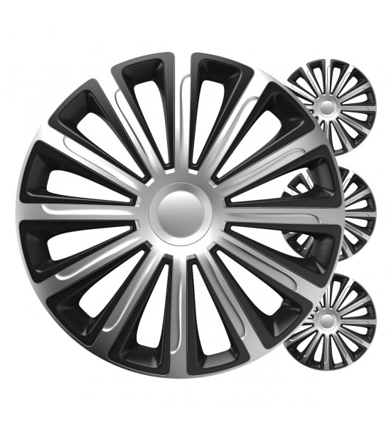 Set 4 Capace roti negru cu argintiu 16" inch 