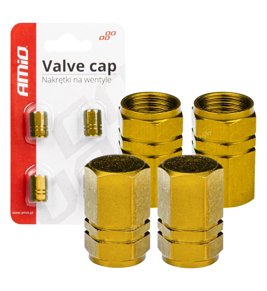 Set capace valvă din aluminiu , 4 buc, galben