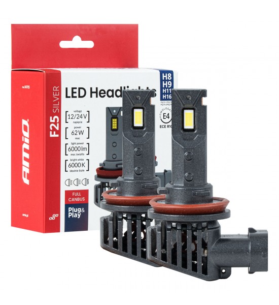 Set becuri LED Serie F25 FULL CANBUS H8/H9/H11/H16 62W 12V 24V AMIO-04705 Set becuri LED Serie F25 FULL CANBUS H8/H9/H11/H16 62W 12V 24V AMIO-04705