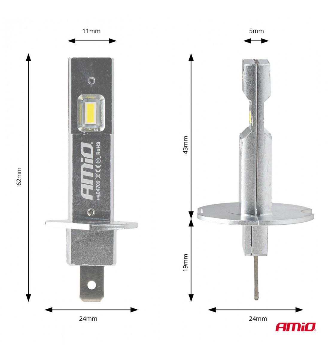 Set becuri LED seria H25 CANBUS H1 12V 20W AMIO-04709