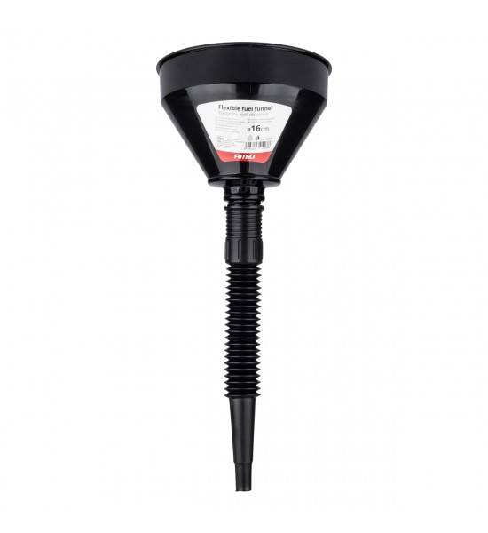 Pâlnie universală neagră flexibilă cu sită pentru combustibil apă lichidă 16 cm AMIO-04038 Pâlnie universală neagră flexibilă cu sită pentru combustibil apă lichidă 16 cm AMIO-04038