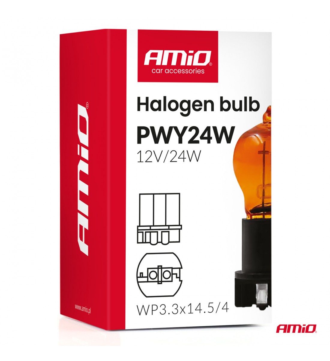 Bec halogen PWY24W WP3.3x14.5-4 Chihlimbar 12V 24W AMIO-04410
