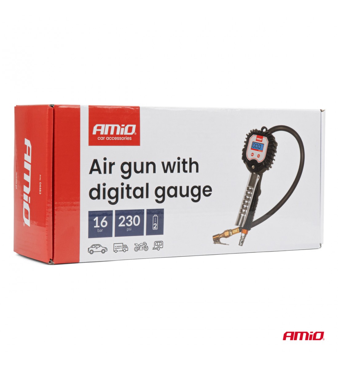 Pistol de umflat cu manometru digital 16 bar AMIO-04483