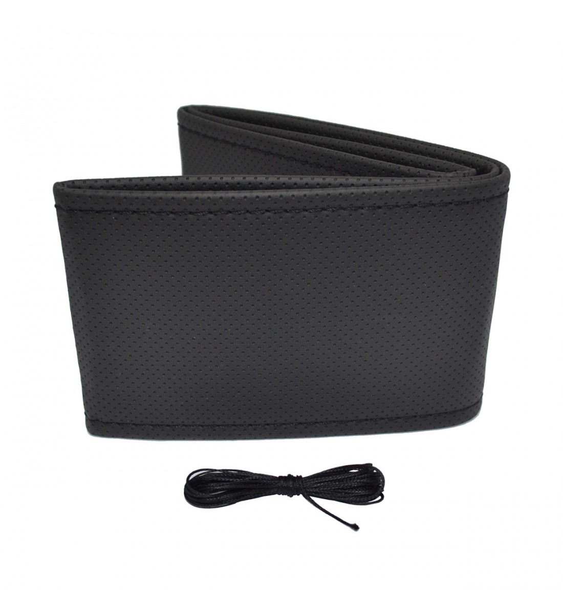 Husă volan cu cusături perforate, neagră, 38-39 cm Husă volan cu cusături perforate, neagră, 38-39 cm