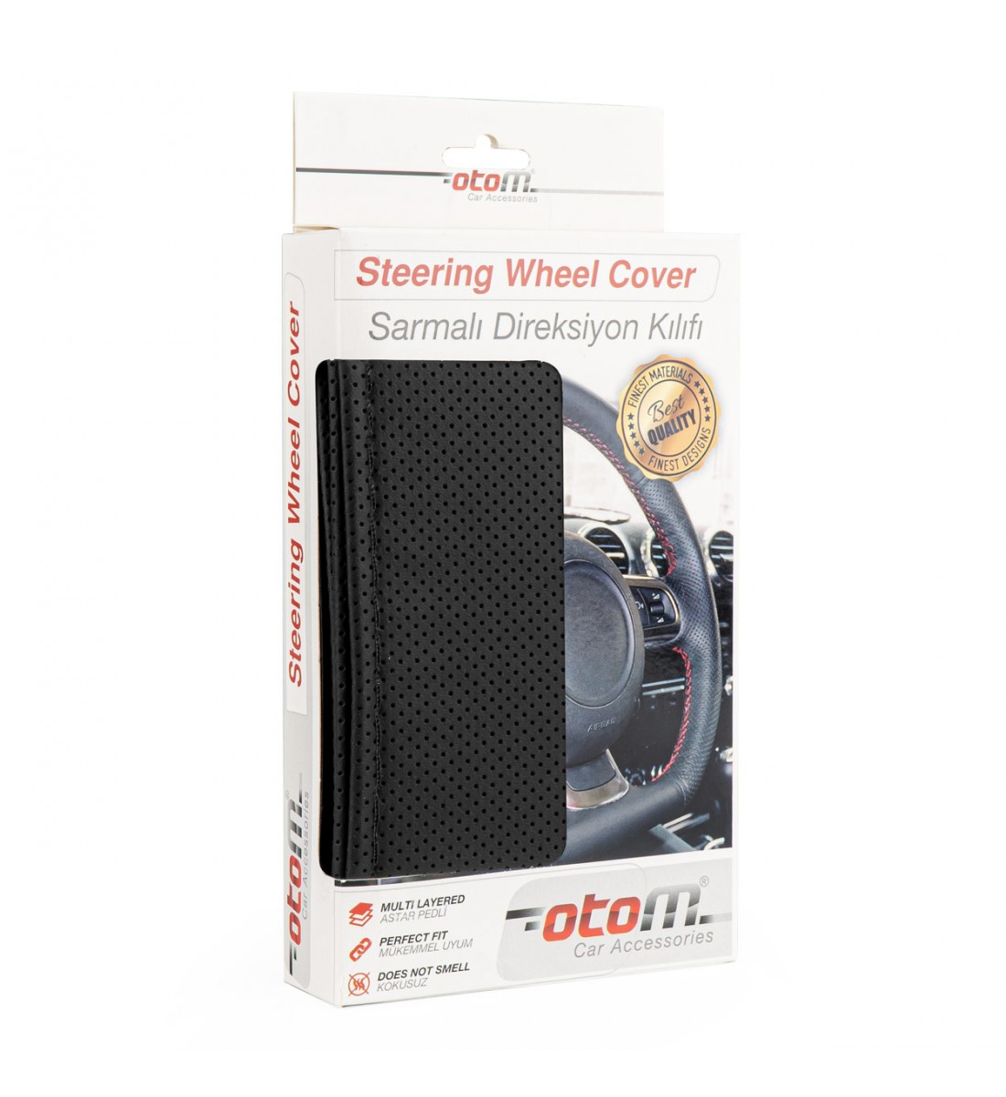 Husă volan cu cusături perforate, neagră, 38-39 cm Husă volan cu cusături perforate, neagră, 38-39 cm