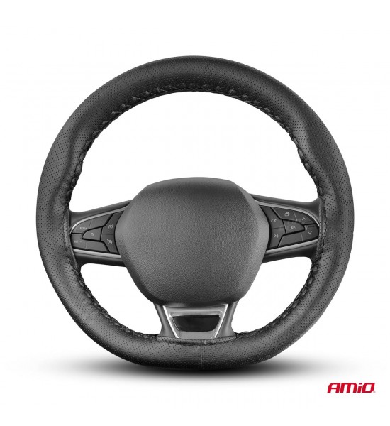 Husă volan cu cusături perforate, neagră, 38-39 cm Husă volan cu cusături perforate, neagră, 38-39 cm