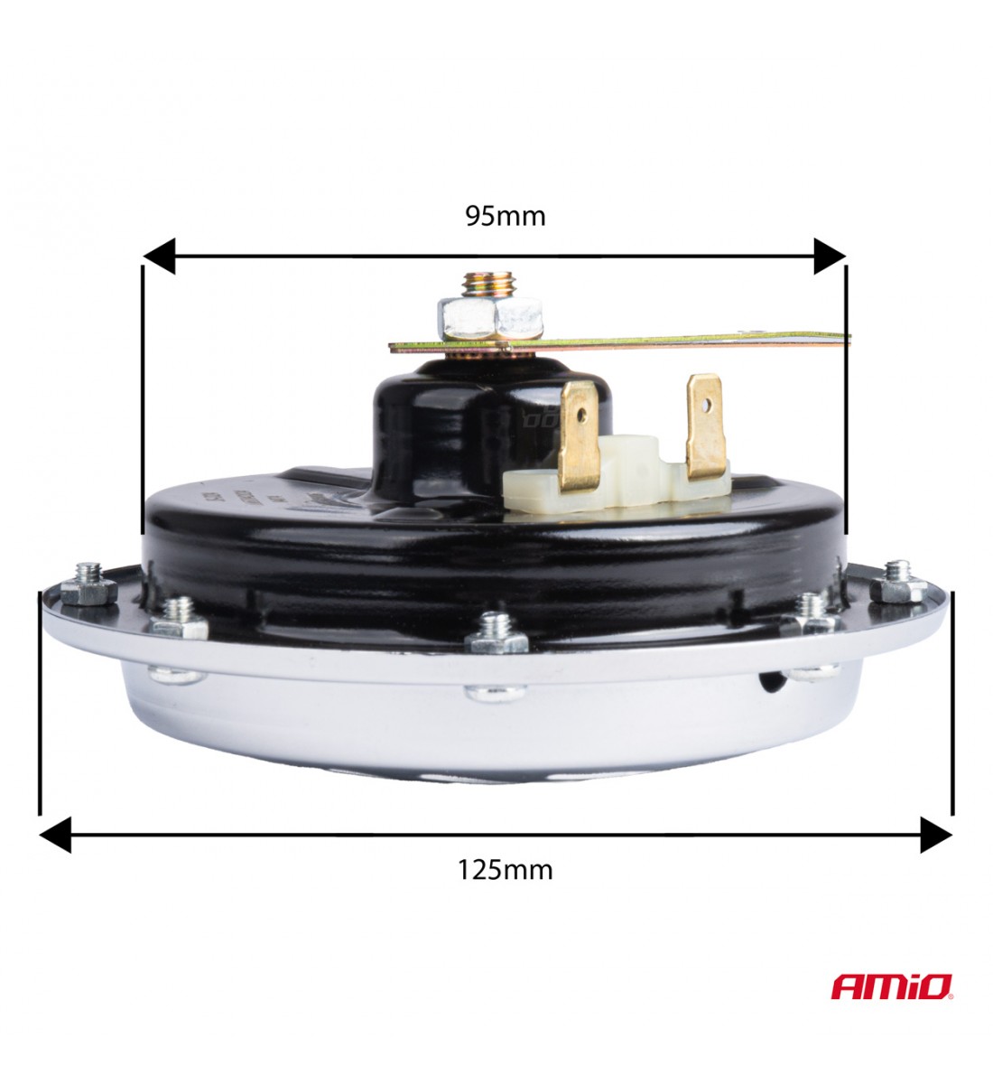 Claxon cromat 125 mm 12V AMIO-04074 Claxon cromat 125 mm 12V AMIO-04074