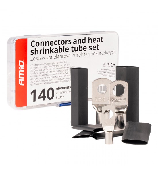 Conectori și tuburi de sârmă termocontractabilă 140 buc AMIO-04122 Conectori și tuburi de sârmă termocontractabilă 140 buc AMIO-04122