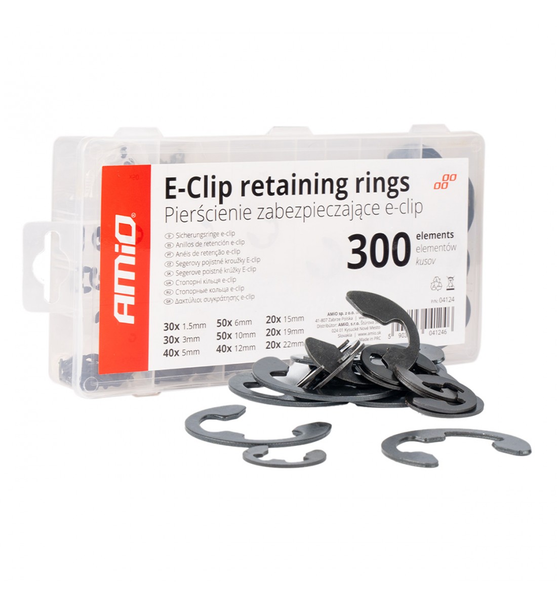 Set inele de fixare extern E-Clip 300 buc AMIO-04124