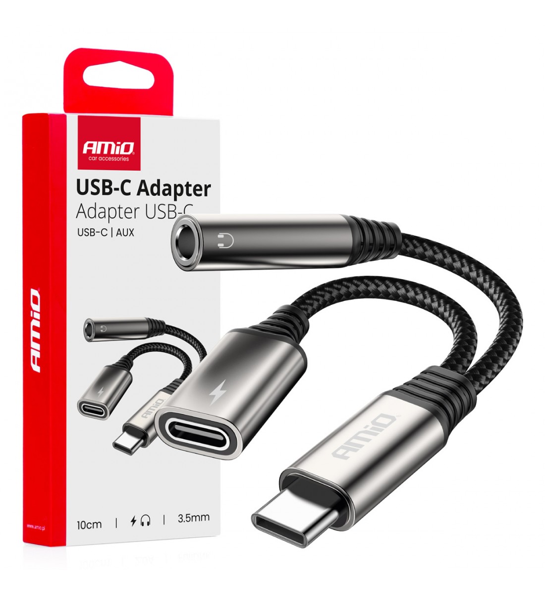 Cablu adaptor USB-C LA TIP USB-C + Mini mufă 3,5 mm Adaptor mamă 10 cm AMIO-04295