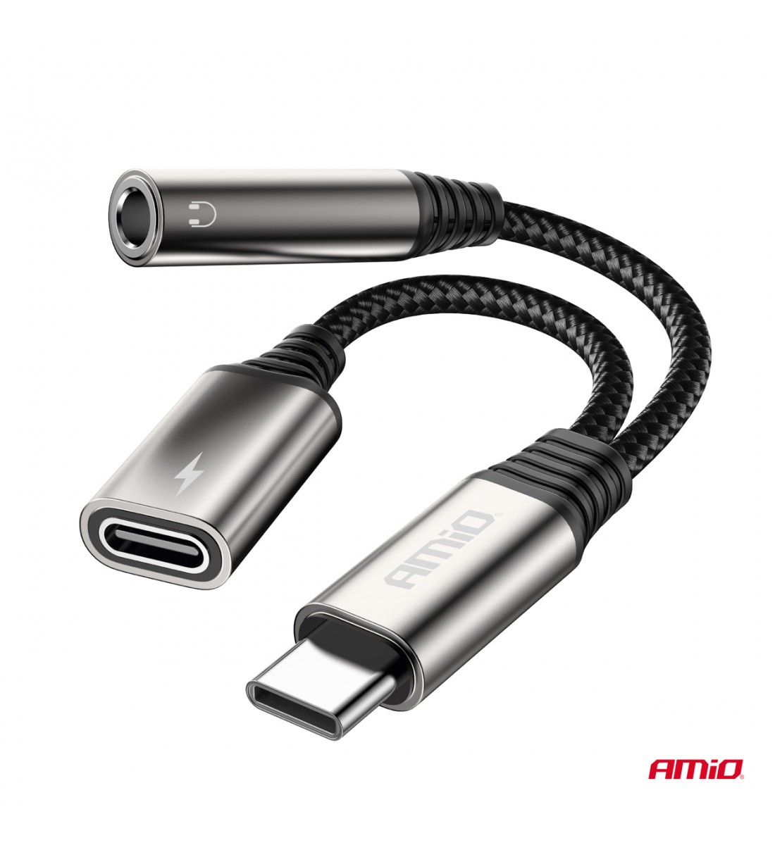 Cablu adaptor USB-C LA TIP USB-C + Mini mufă 3,5 mm Adaptor mamă 10 cm AMIO-04295