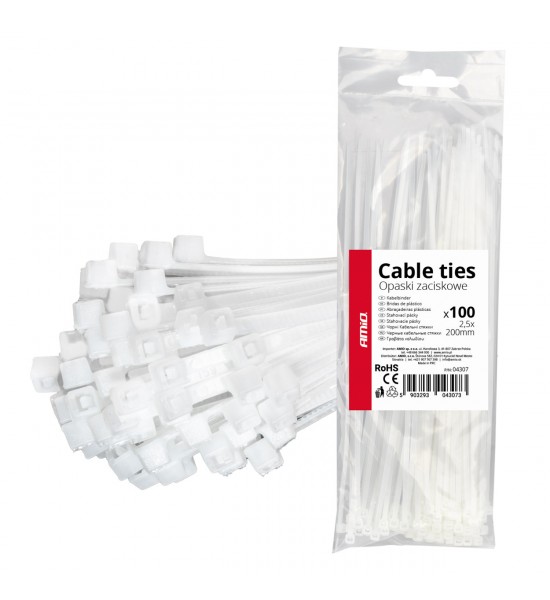 Fasete albe 2,5×200mm 100 buc AMIO-04307 Fasete albe 2,5×200mm 100 buc AMIO-04307