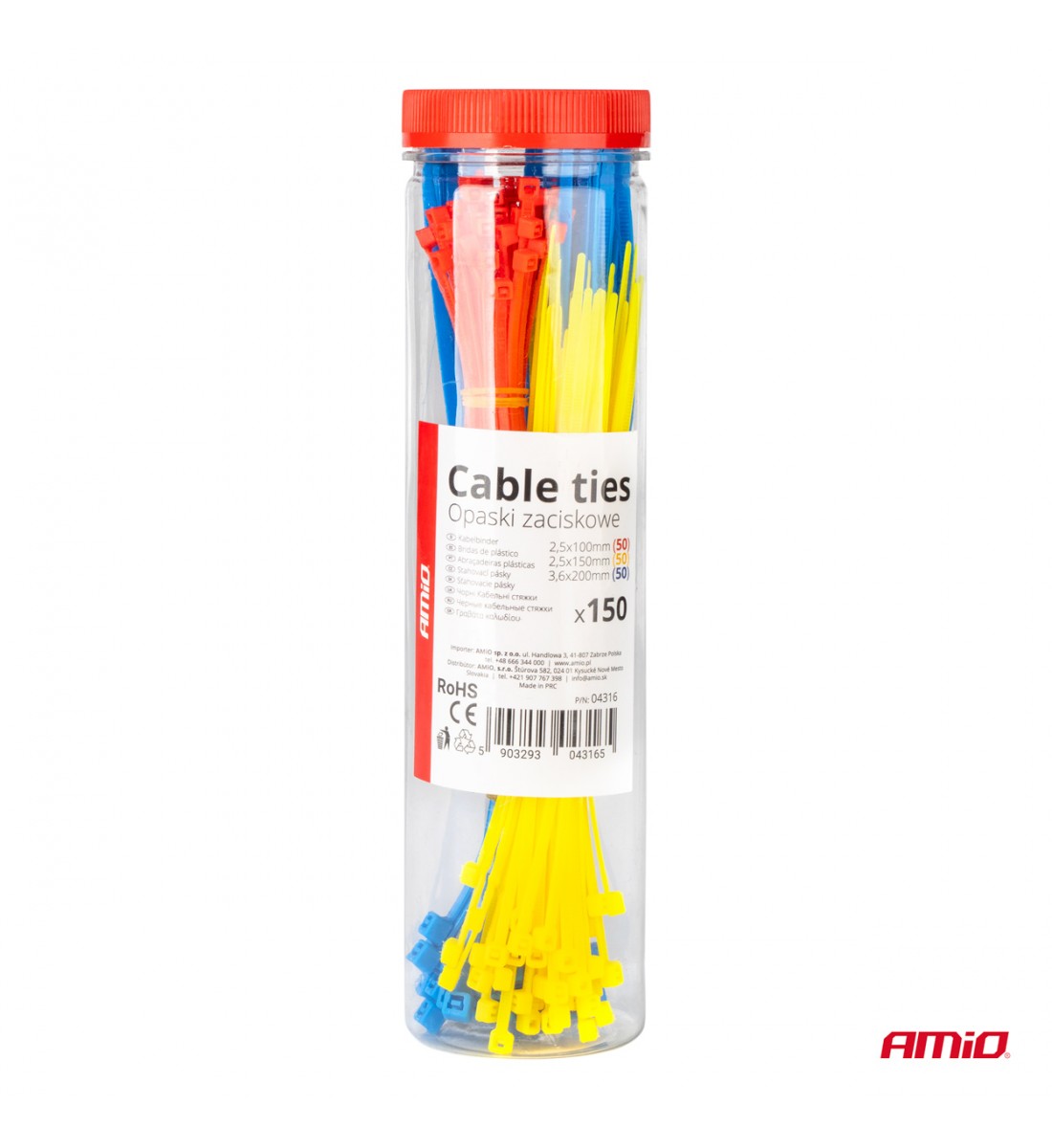 Set fasete din plastic multicolore set de 150 buc. AMIO-04316