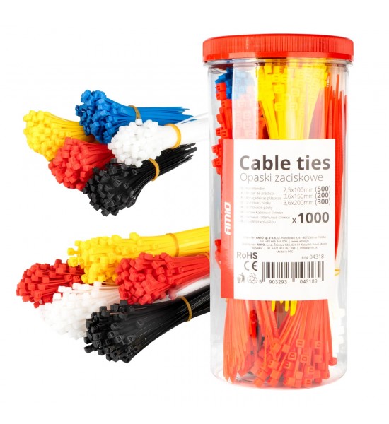 Set fasete din plastic multicolor de 1000 buc. AMIO-04318