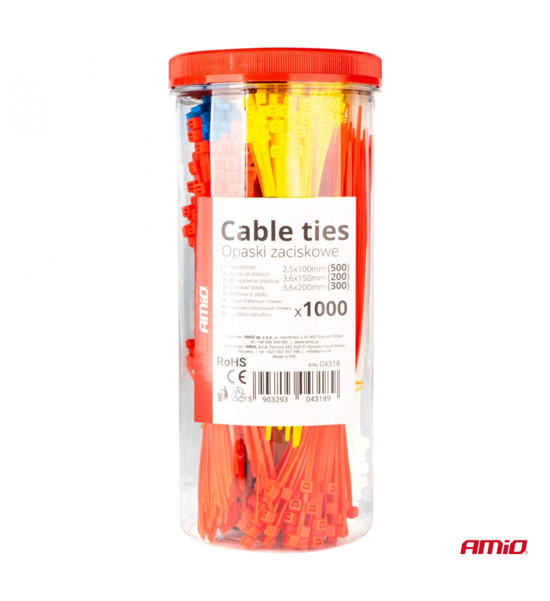 Set fasete din plastic multicolor de 1000 buc. AMIO-04318