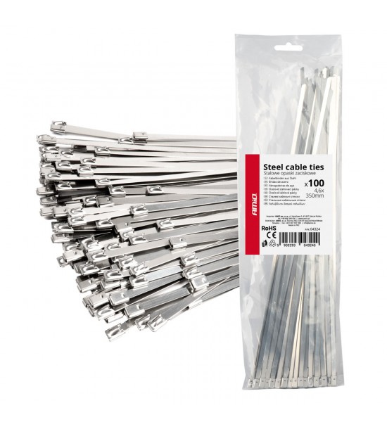 Fasete metalice inox 4,6x350mm 100 buc. AMIO-04324 Fasete metalice inox 4,6x350mm 100 buc. AMIO-04324