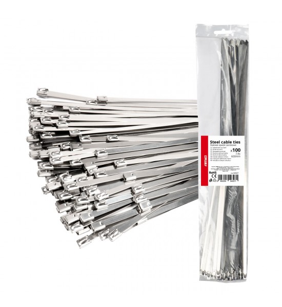 Fasete metalice inox 7,9x600mm 100 buc. AMIO-04327 Fasete metalice inox 7,9x600mm 100 buc. AMIO-04327