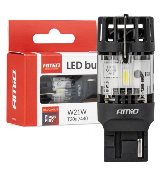 Bec LED LumiTec T20S 7440 W21W 12V FULL CANBUS alb 1 buc AMIO-04686