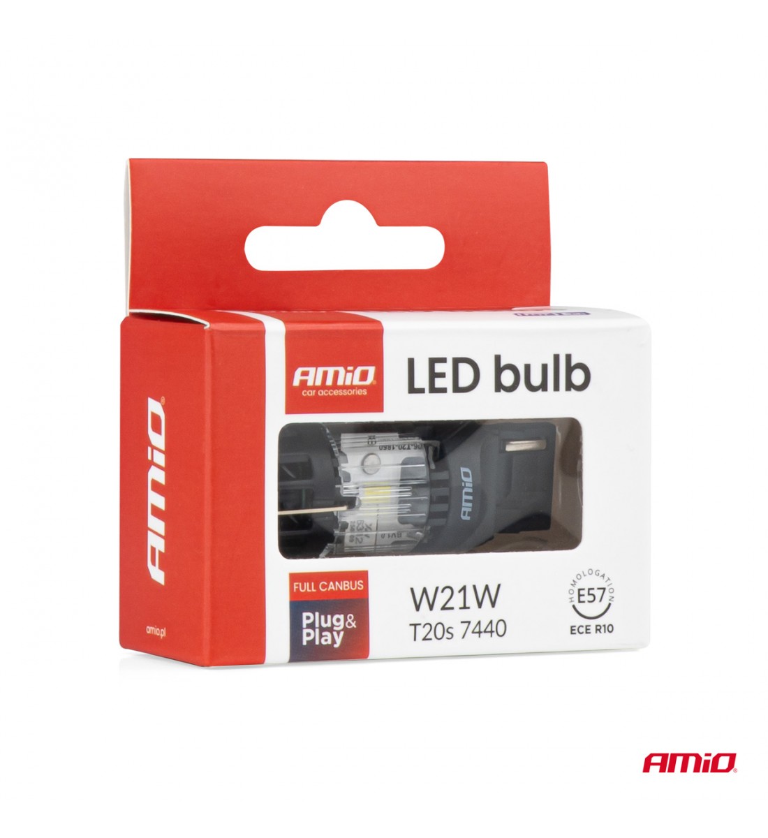 Bec LED LumiTec T20S 7440 W21W 12V FULL CANBUS alb 1 buc AMIO-04686