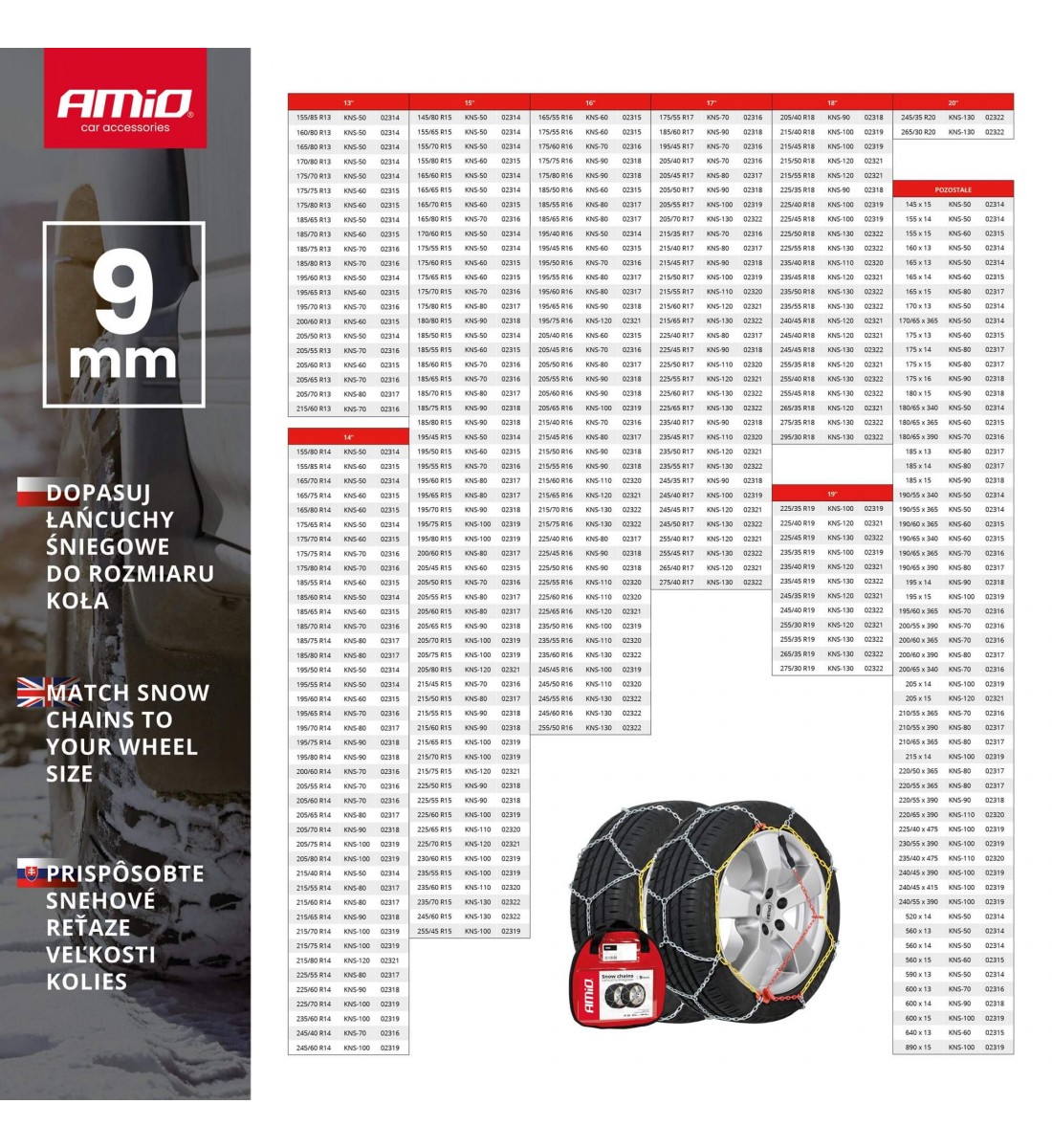 Lanțuri de zăpadă Ö-Norm 9mm + HUSA KNS-90