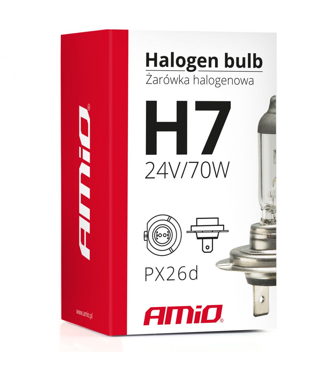 Bec halogen H7 24V 70W filtru UV (E8) AMIO-01252