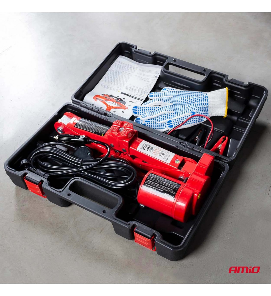 Cric electric tip foarfecă cu telecomandă și KIT de reparare 3T 12V AMIO-02406 Cric electric tip foarfecă cu telecomandă și KIT de reparare 3T 12V AMIO-02406