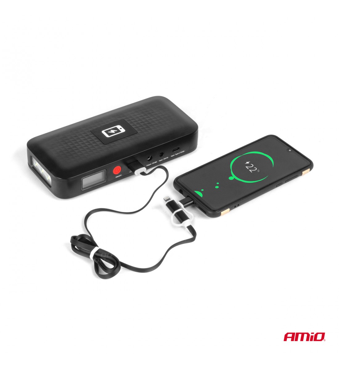 Dispozitiv de pornire rapidă, baterie externă 12V 12Ah 800A AMIO-04055 Dispozitiv de pornire rapidă, baterie externă 12V 12Ah 800A AMIO-04055