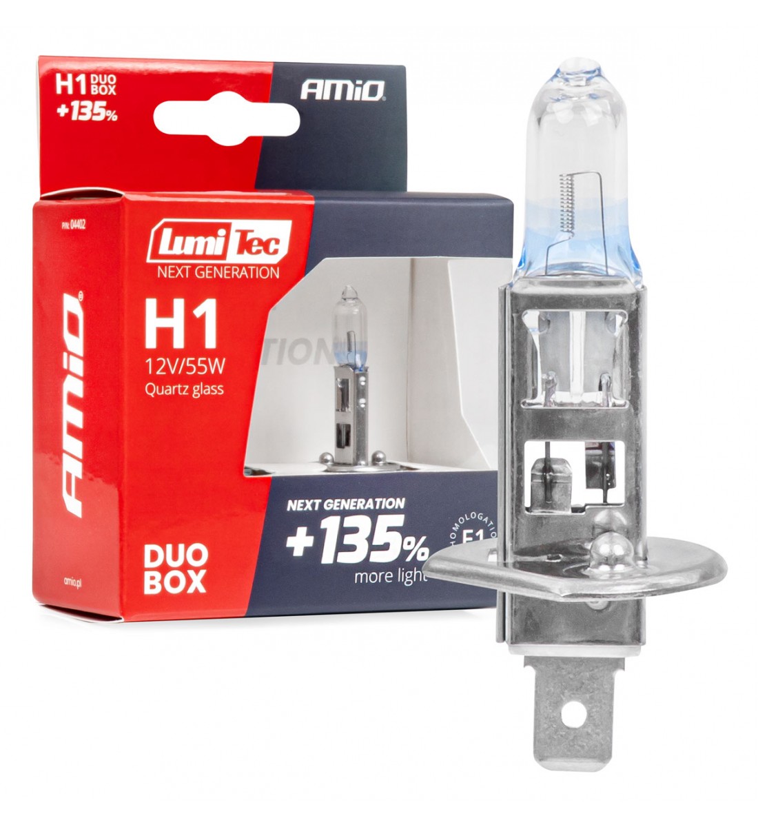 Set 2 becuri halogen H1 12V 55W LumiTec GENERAȚIE URMĂTOARE +135% DUO AMIO-04402
