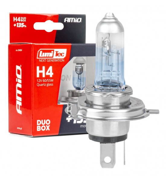Set 2 becuri halogen  H4 12V 60/55W LumiTec GENERAȚIE URMĂTOARE +135% DUO AMIO-04404