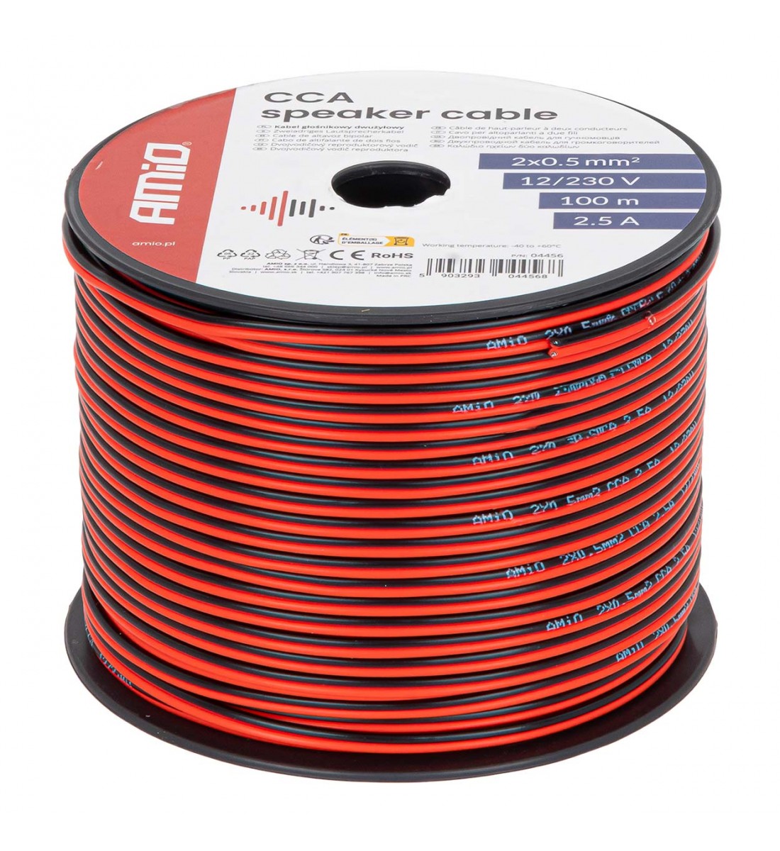 Cablu difuzor CCA 2x0.5mm2 100m 2.5A AMIO-04456 Cablu difuzor CCA 2x0.5mm2 100m 2.5A AMIO-04456