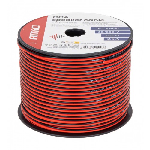 Cablu difuzor CCA 2x0.5mm2 100m 2.5A AMIO-04456