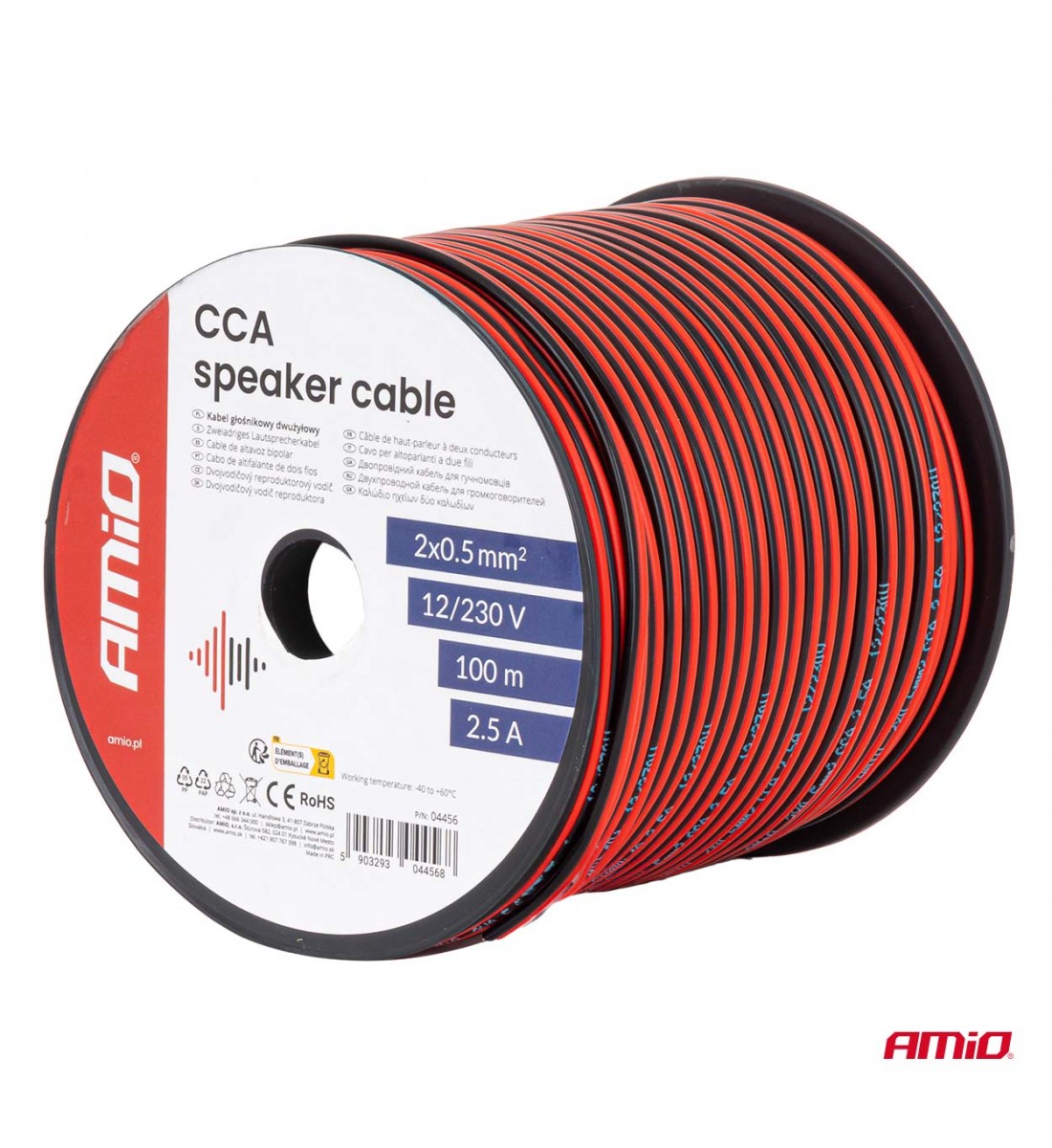 Cablu difuzor CCA 2x0.5mm2 100m 2.5A AMIO-04456 Cablu difuzor CCA 2x0.5mm2 100m 2.5A AMIO-04456
