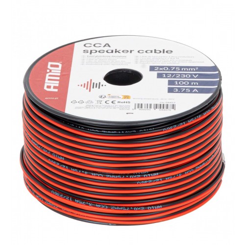 Cablu difuzor CCA 2x0.75mm2 100m 3.75A AMIO-04457