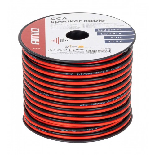 Cablu difuzor bifilar CCA 2x2.5mm2 50m 12.5A AMIO-04460