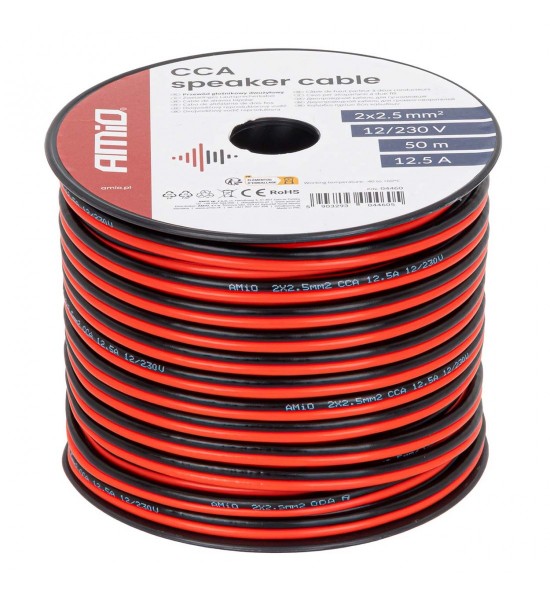 Cablu difuzor bifilar CCA 2x2.5mm2 50m 12.5A AMIO-04460 Cablu difuzor bifilar CCA 2x2.5mm2 50m 12.5A AMIO-04460