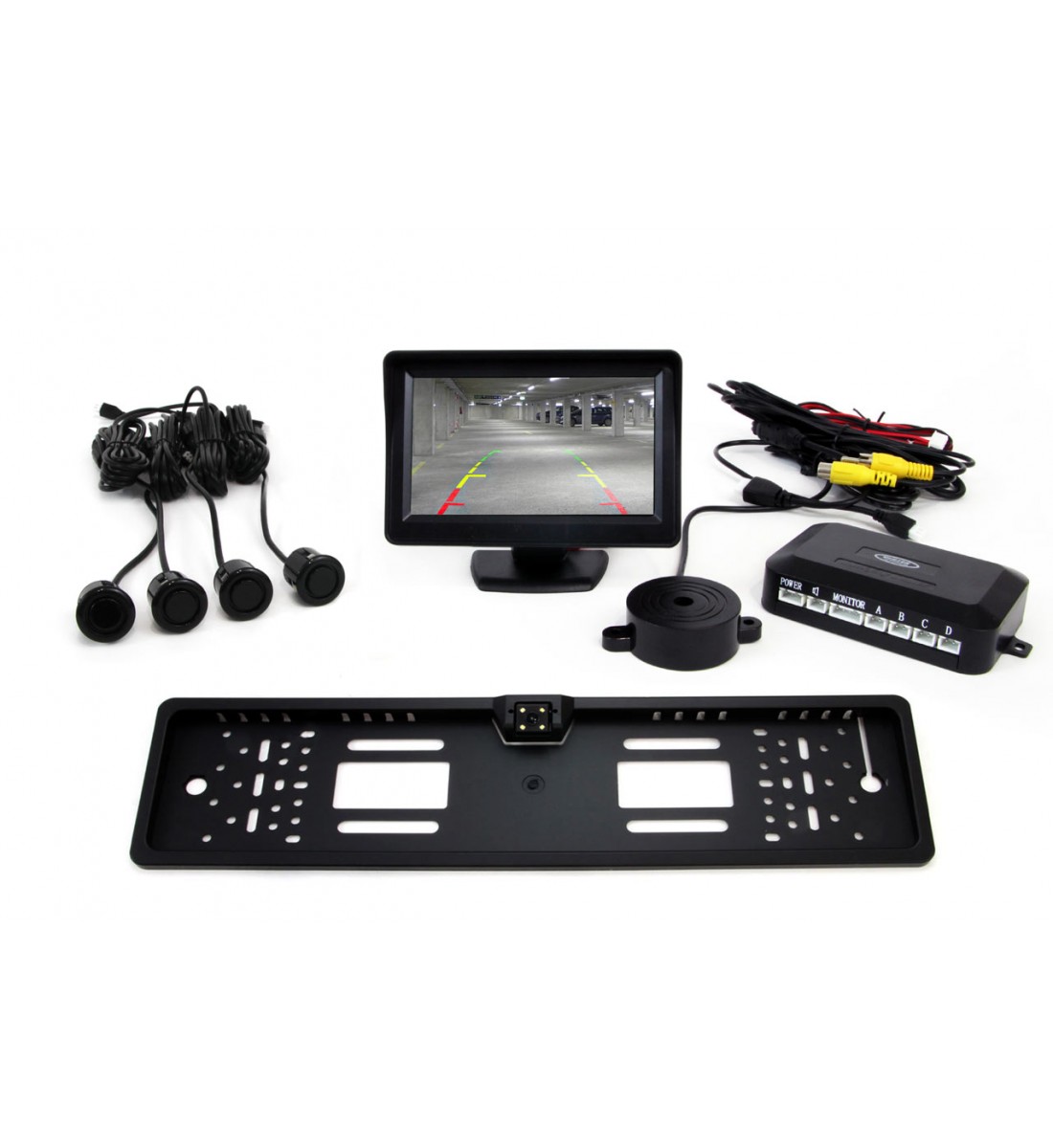 Kit senzori TFT01 de 4,3" cu cameră LED CAM-402, 4 senzori, negru „GOLD