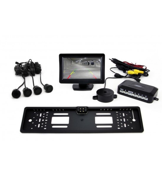 Kit senzori TFT01 de 4,3" cu cameră LED CAM-402, 4 senzori, negru „GOLD